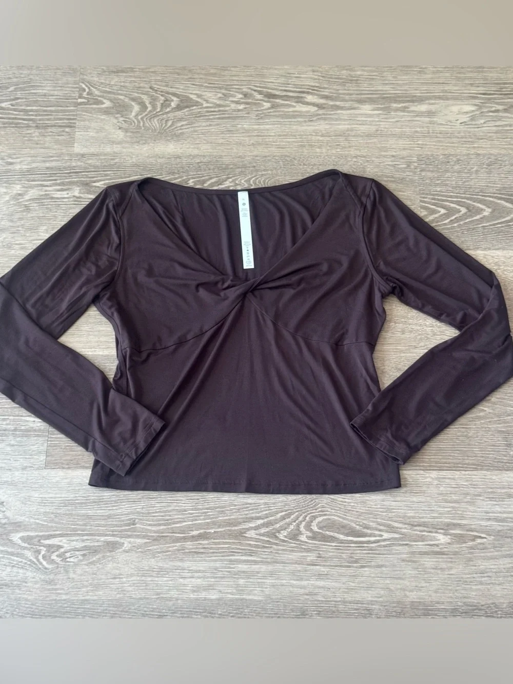 LULULEMON Modal Silk Blend V-Neck Long-Sleeve Shirt Espresso Brown Size XL